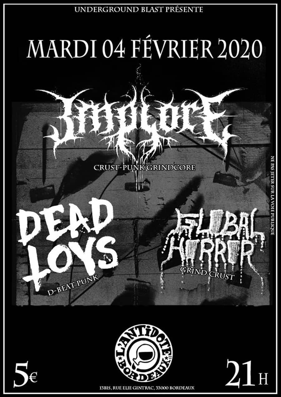 IMPLORE + DEAD TOYS + GLOBAL HORROR
