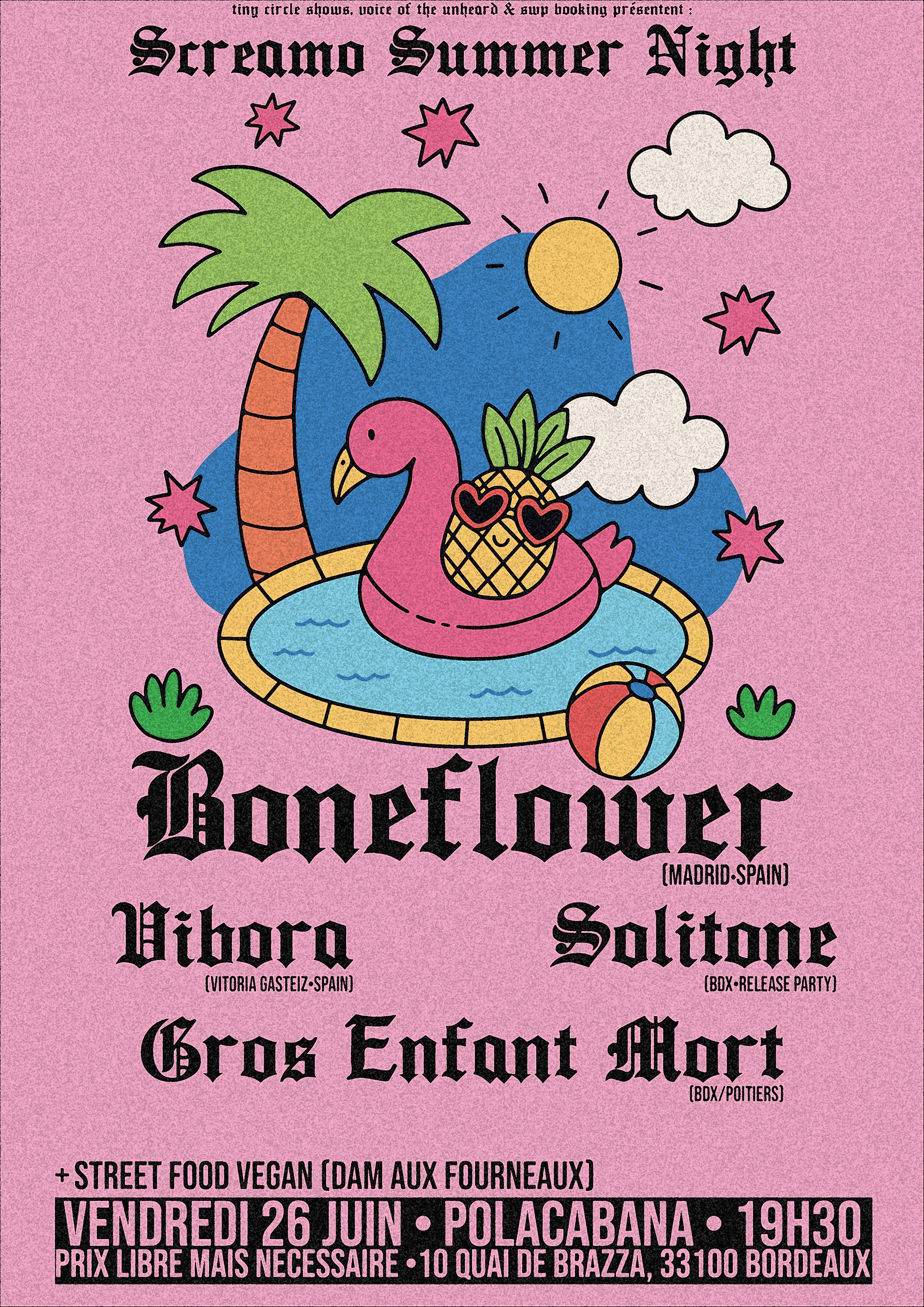Screamo Summer Night : Boneflower + Vibora + Solitone + Gros Enfant Mort