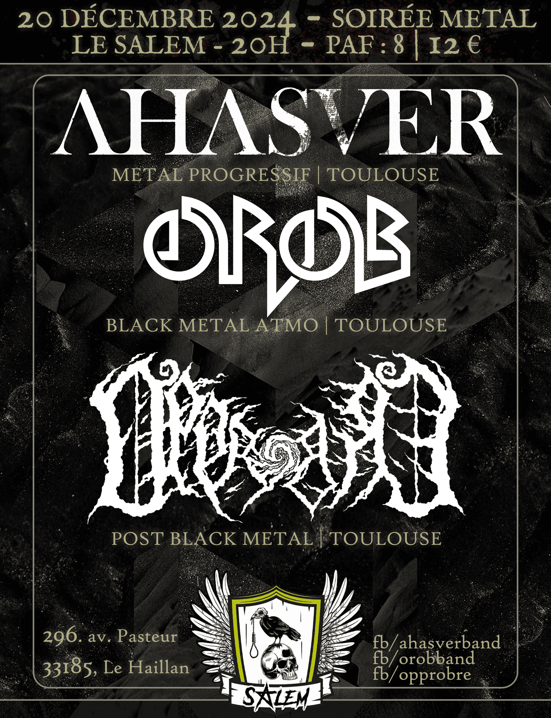 Soirée Post et Black Metal : AHASVER + ᎾᎡᎾᏴ + ᎾᏢᏢᎡᎾᏴᎡᎬ