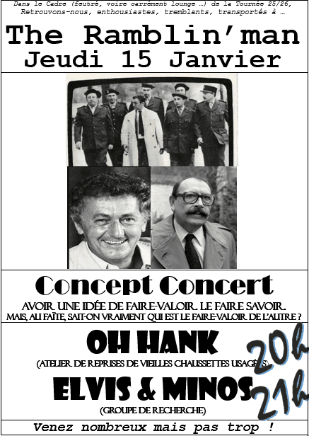 oh Hank + E̶l̶v̶i̶s̶ ̶&̶ ̶M̶i̶n̶o̶s̶ Vorgine en Concept-Concert !