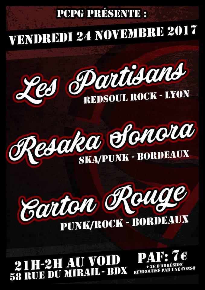 Les partisans + Resaka Sonora + Carton Rouge