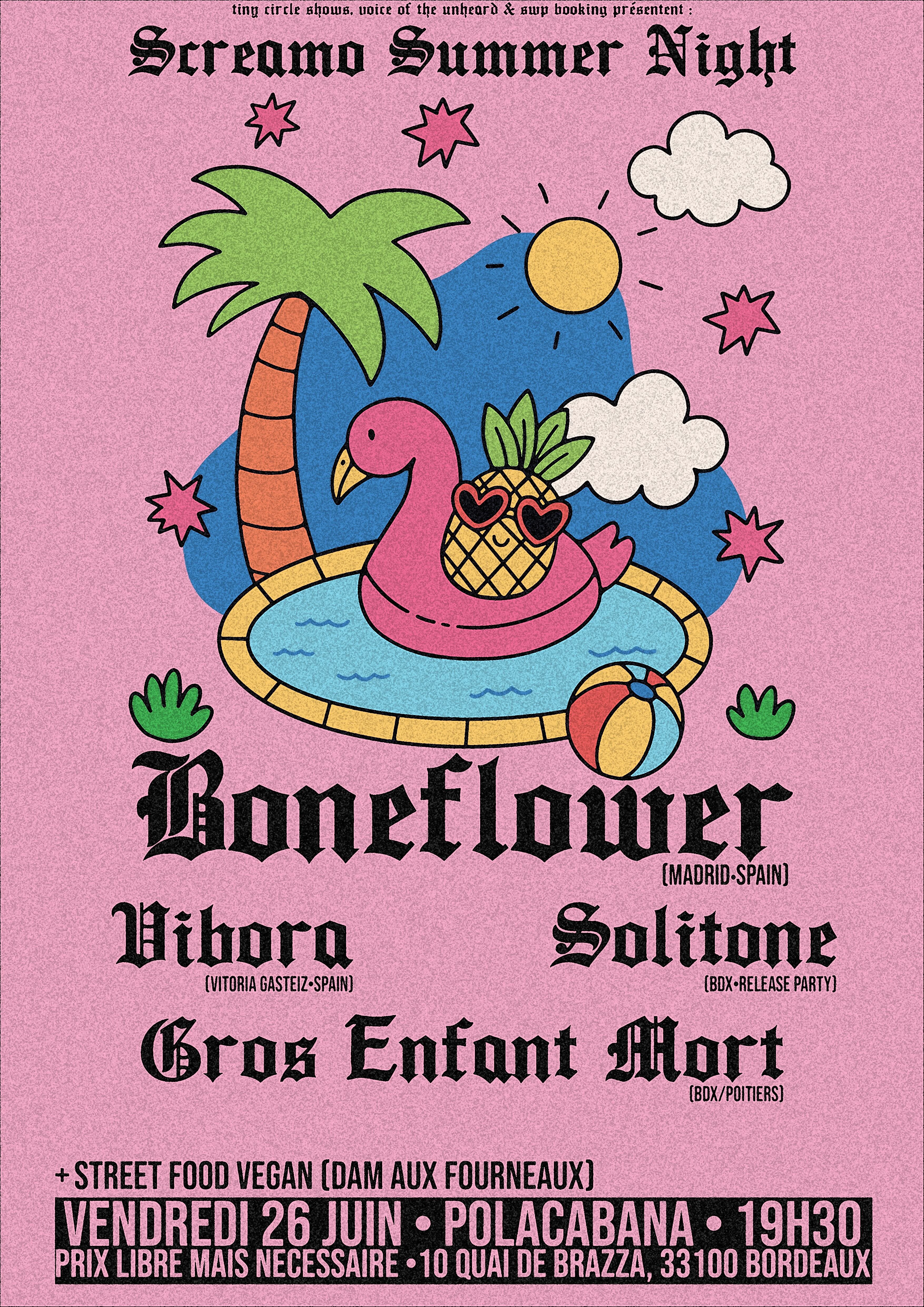 Screamo Summer Night : Boneflower + Vibora + Solitone + Gros Enfant Mort