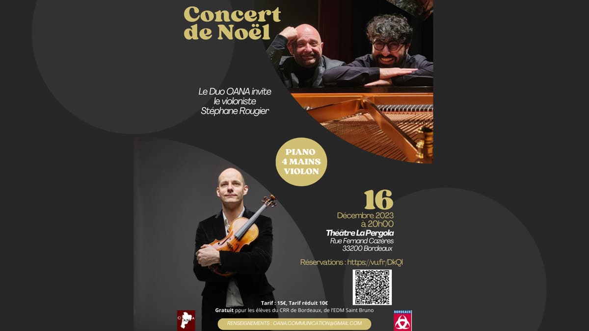 Concert de Noël, le Duo OANA invite le violoniste Stéphane Rougier