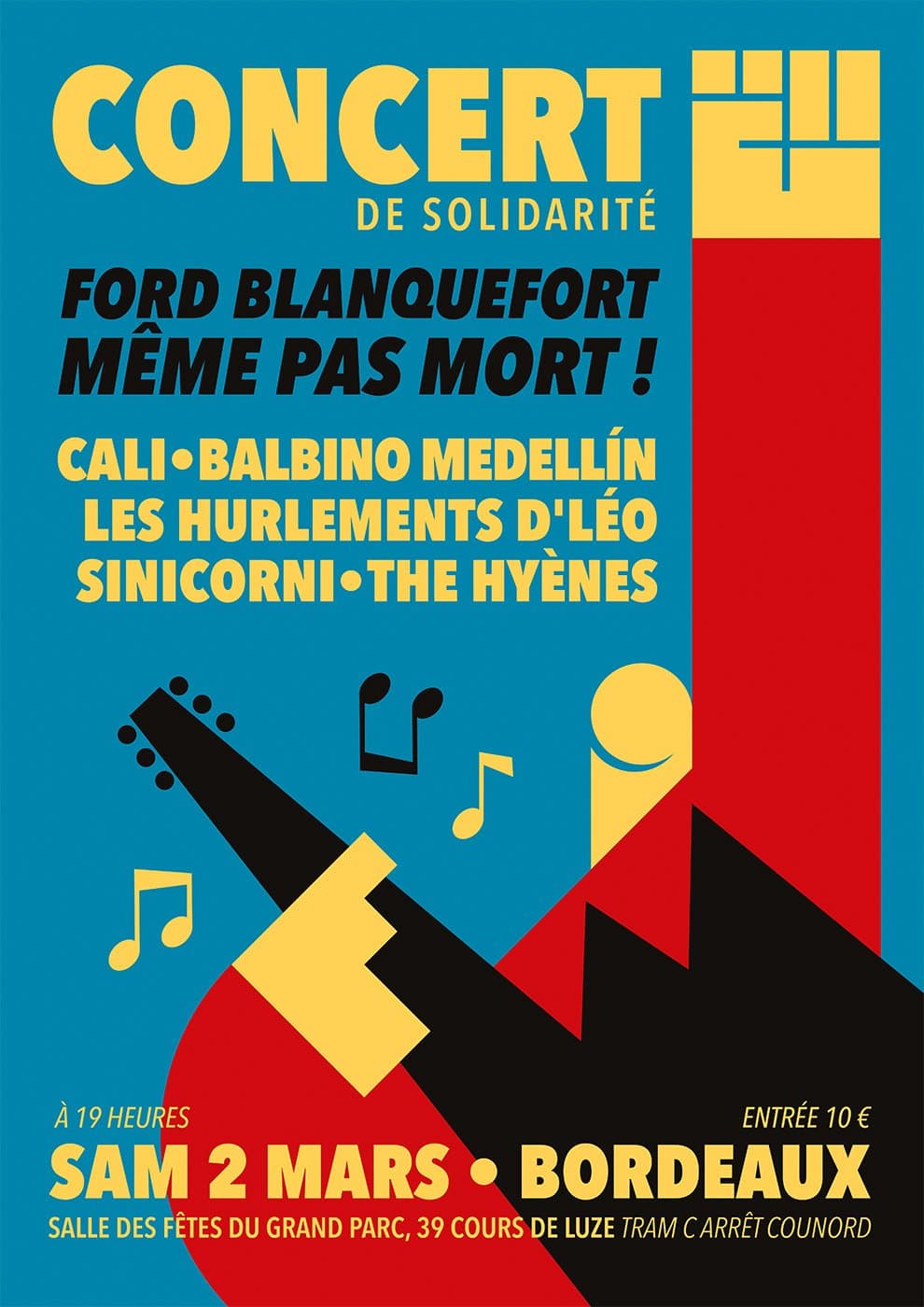 Concert de soutien à Ford Blanquefort : avec Cali + Les Hurlements d'Léo + The Hyènes + Balbino Medellin + Giorgio Sinicorni