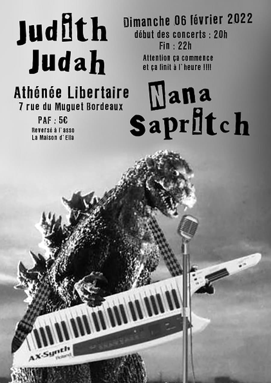 Concert de soutien aux femmes victimes de violence : JUDITH JUDAS (Dark Riot Grrrl / Bdx) + NANA SAPRITCH (rock indé - post-punk / Bordeaux)