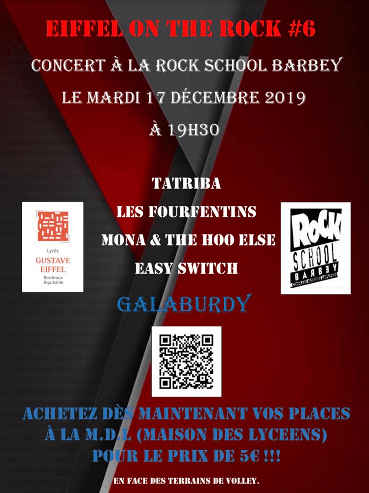 Eiffel On The Rock #6 Avec Galaburdy + Easy Switch + Mona & The Hoo Else + Les Fourfentins + Tatriba