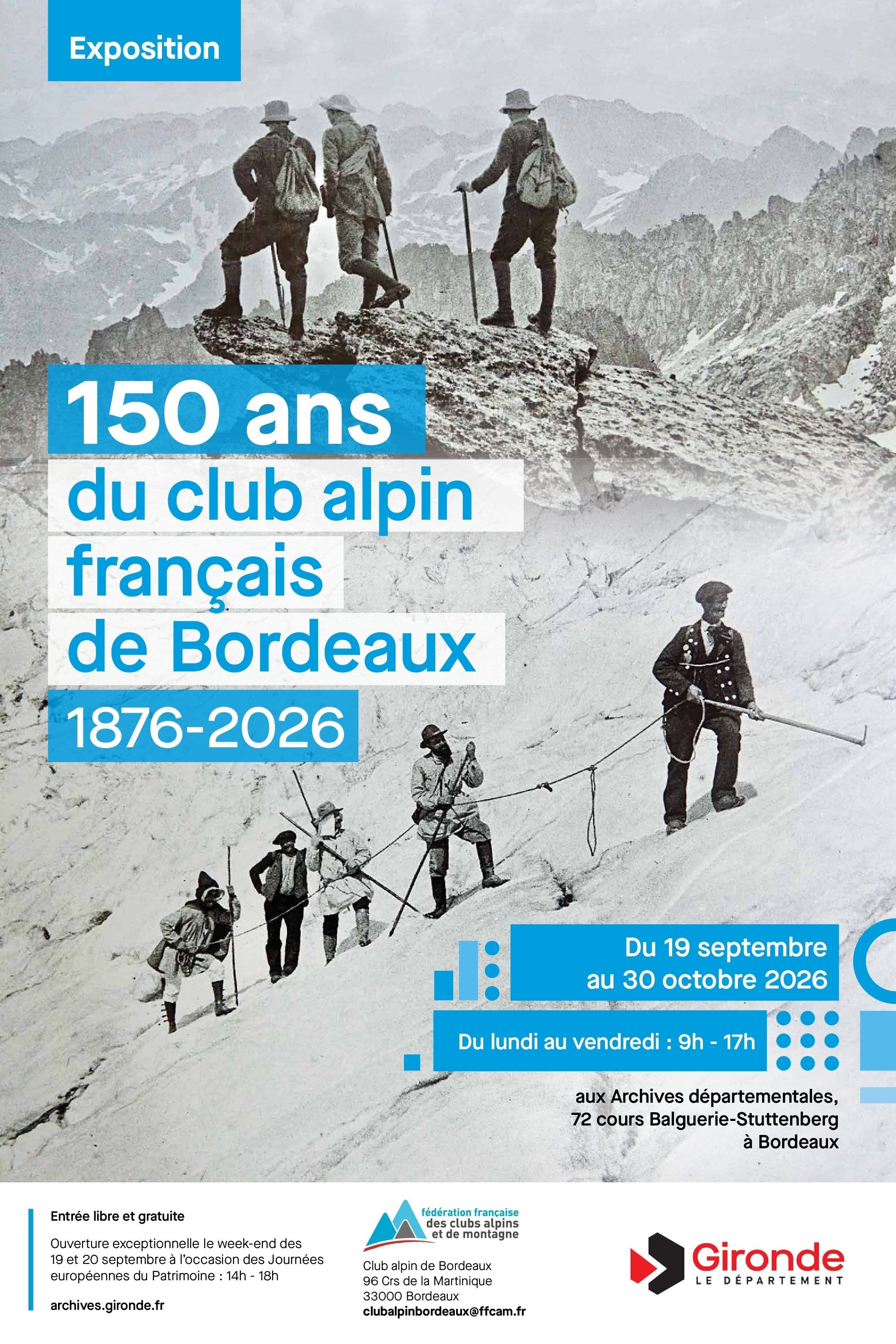 150 ans du Club alpin de Bordeaux. 1876-2026