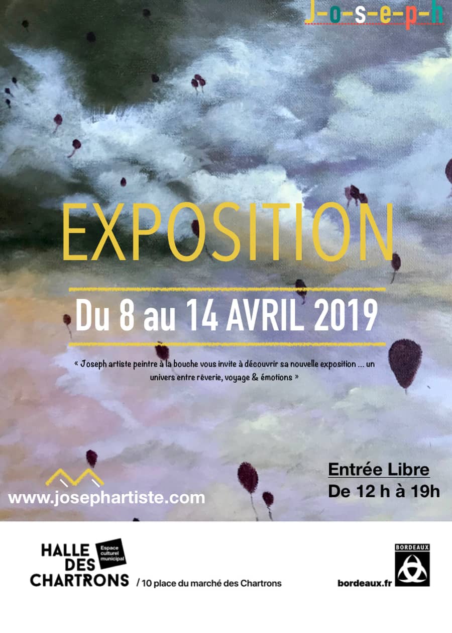 Exposition de peinture Joseph peint avec sa bouche