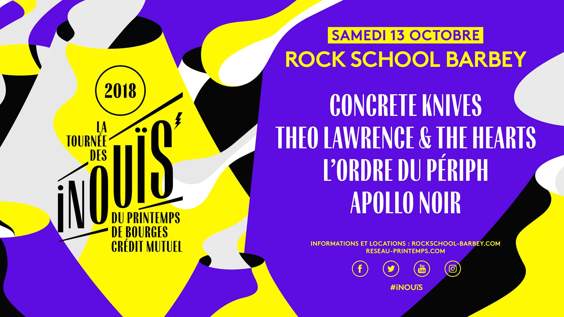 La Tournée des Inouïs : avec CONCRETE KNIVES + THEO LAWRENCE & THE HEARTS + L'ORDRE DU PÉRIPH + APOLLO NOIR
