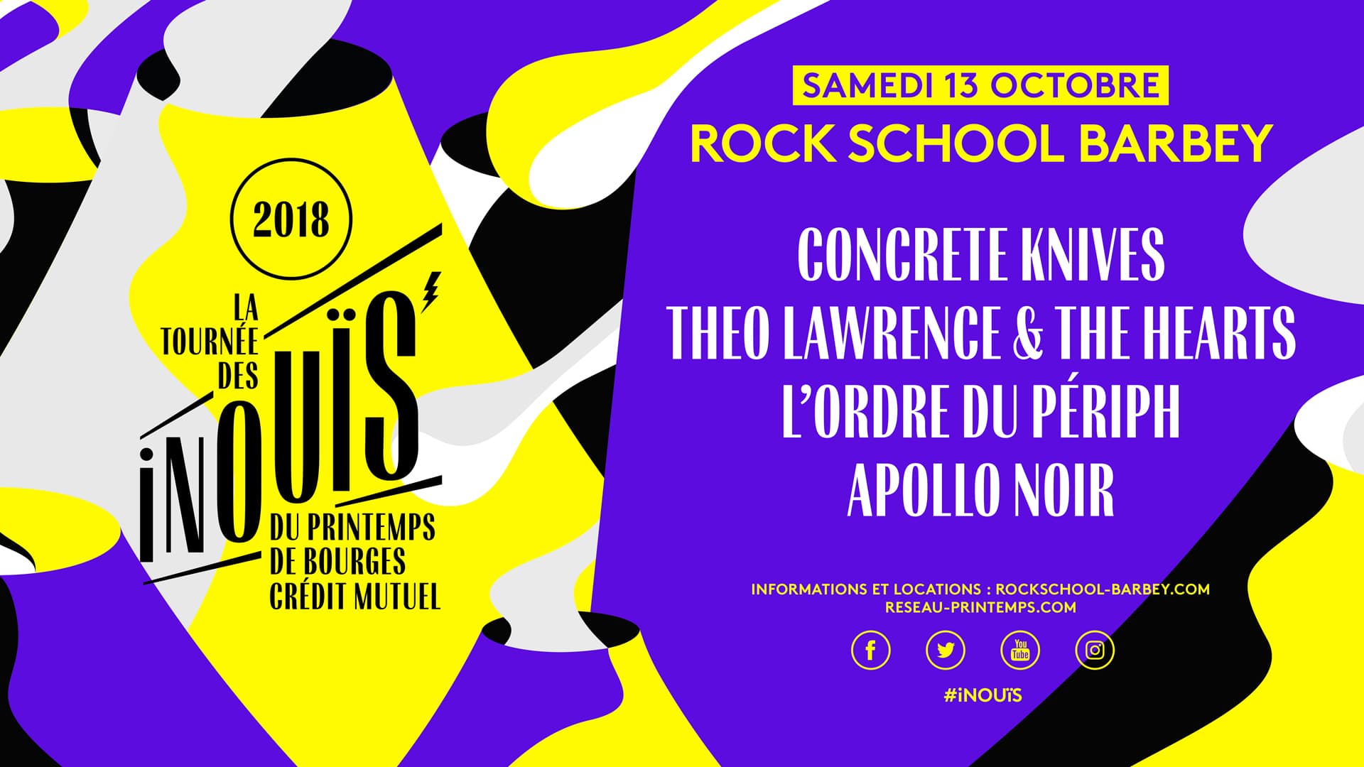 La Tournée des Inouïs : avec CONCRETE KNIVES + THEO LAWRENCE & THE HEARTS + L'ORDRE DU PÉRIPH + APOLLO NOIR