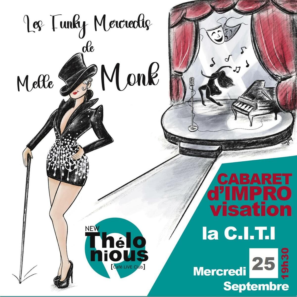 Le Funky mercredi de Mademoiselle Monk ! CABARET D'IMPROVISATION
