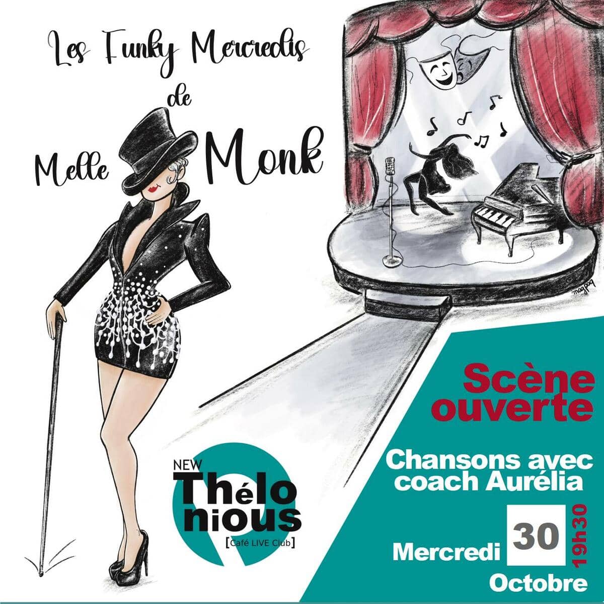 Le Funky mercredi de Mademoiselle Monk ! Scène ouverte de chansons