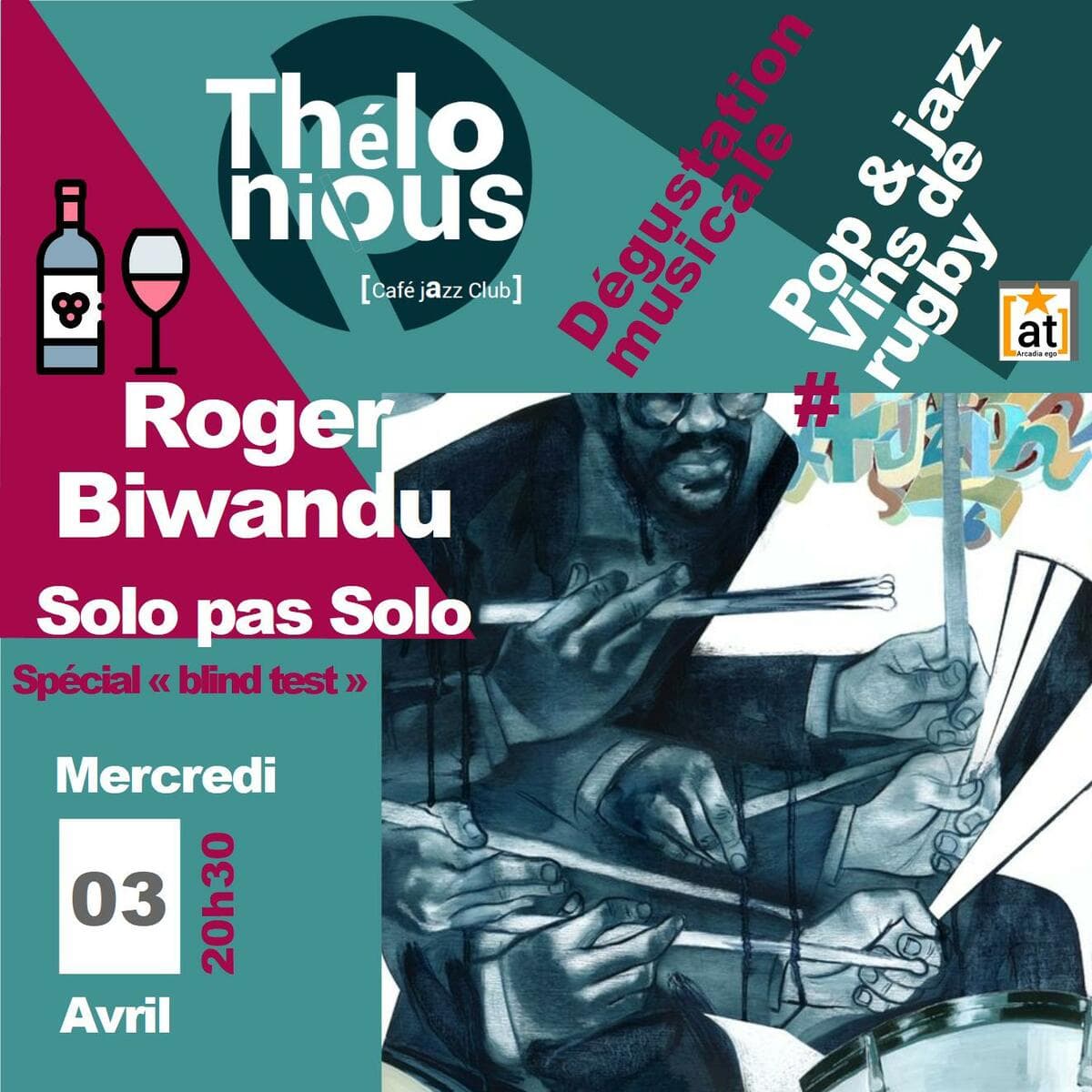 Roger Biwandu + Dégustation musicale, ''les vins de terroirs, vins de Rugby''