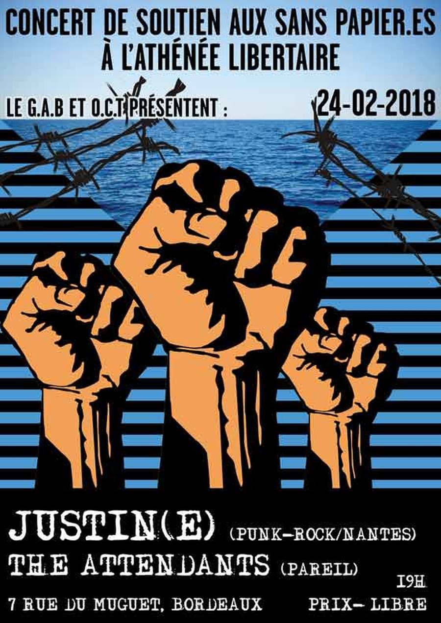 Soirée de soutien aux sans papier.es : avec JUSTIN(E) + THE ATTENDANTS