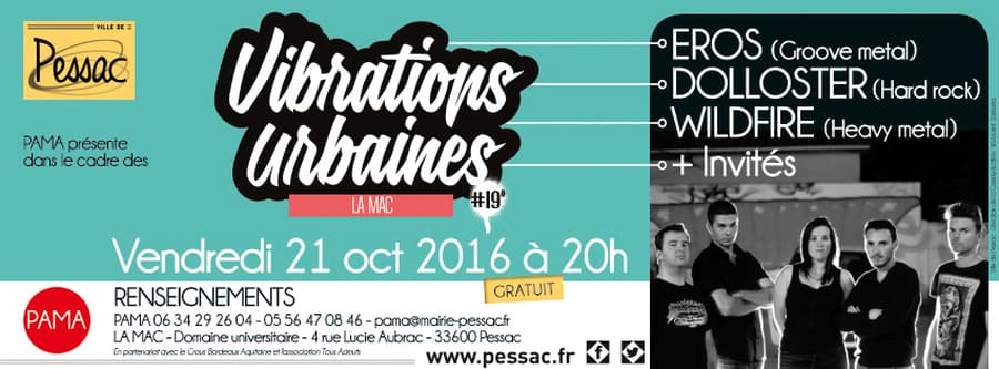 VIBRATIONS URBAINES : avec EROS + DOLLOSTER + WILD FIRE + INVITÉS
