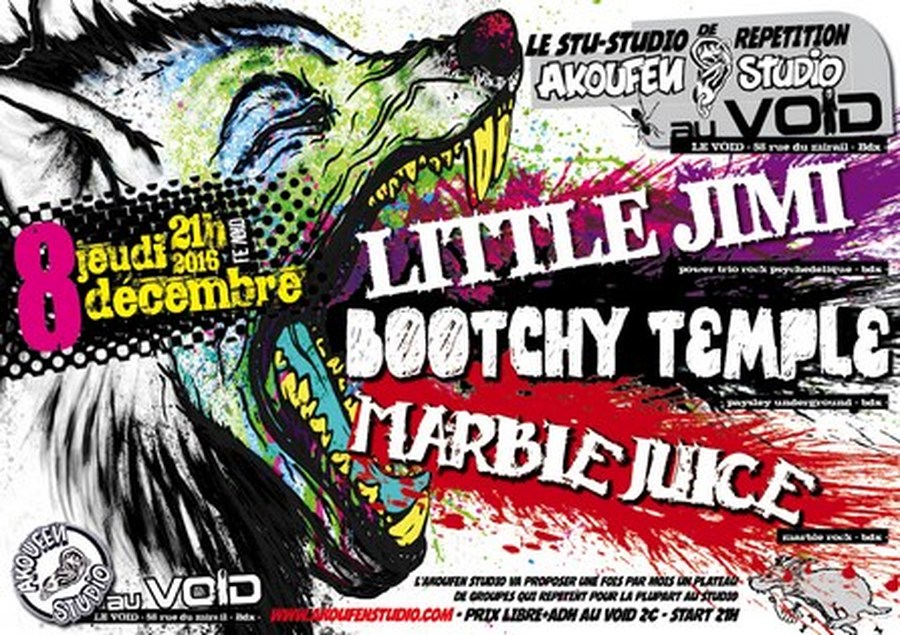 Soirée Akoufen studio : avec Little Jimi + Bootchy Temple + Marble Juice
