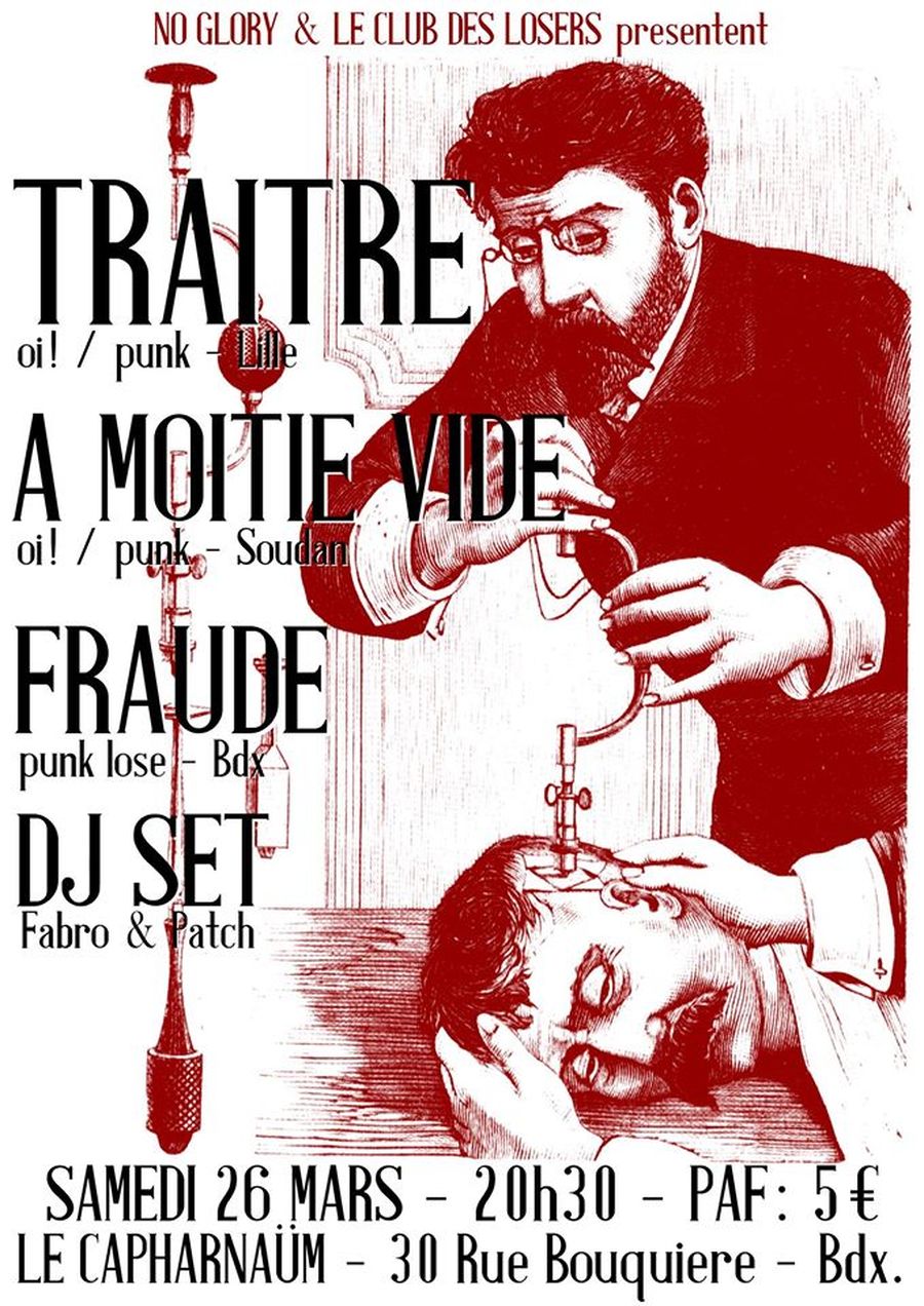 TRAÎTRE + À MOITIÉ VIDE + FRAUDE